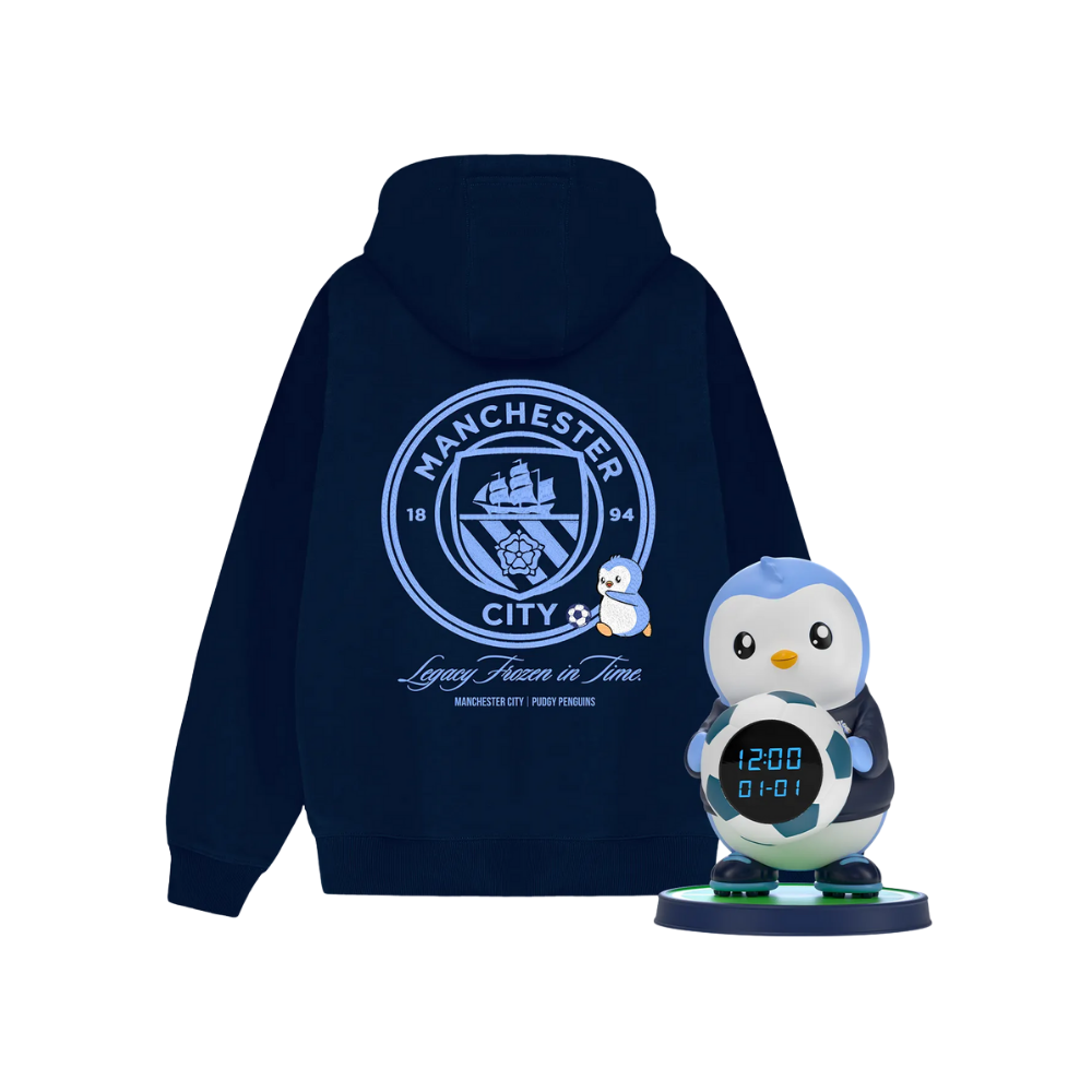 Pudgy Penguins and Manchester City Collectible Clock & Hoodie Set (M)