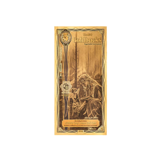 Gold Aurum Idaho 5 Goldback Note (24K)