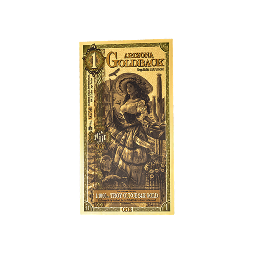 Gold Aurum Arizona 1 Goldback Note (24K)