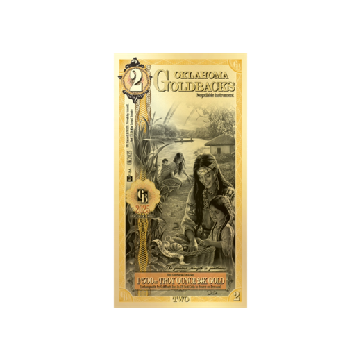 Gold Aurum Oklahoma 2 Goldback Note (24K)