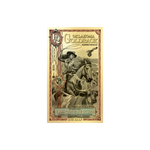 Gold Aurum Oklahoma 1/2 Goldback Note (24K)