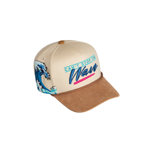 Can't Stop The Wave Sand Taupe Twill Suede Trucker