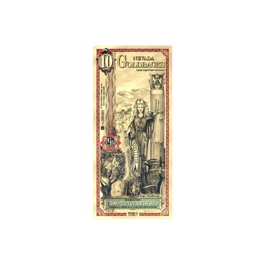Gold Aurum Nevada 10 Goldback Note (24K)